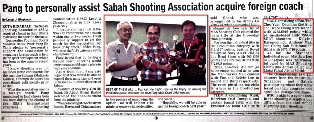 Pang to personally assist Sabah Shooting Association